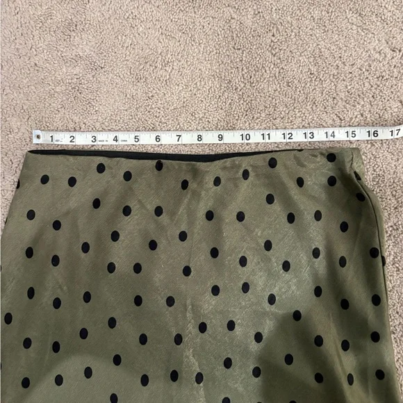 Alya Olive Green Midi Skirt with Black Polka Dots - Picture 4 of 5